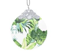 EZDLOWVBA Cute Banana Leaves Print Glass Round Pendant Christmas Tree Decor With Metal Buckle Hanging Xmas Accessory