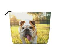 EZDLOWVBA Cute Bulldog Puppy Print Cute Bulldog Puppy Print Fake Hemp Makeup Bag – Travel, and Daily Storage Essential – Reusable Cosmetic Bag, Zipper Pouch, Make-Up Tool
