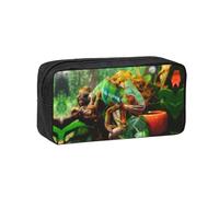 EZDLOWVBA Cute Chameleon Print Portable Student Kids Pencil Case Pen Bag Durable Stationery Pouch,Capacity Bag Pouch Holder