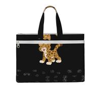 EZDLOWVBA Cute Jaguar Print Canvas Tote File Bag Suitable For Studying, Traveling, Traveling, Commuting, Etc.