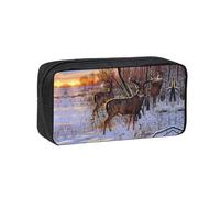 EZDLOWVBA Deers Picture Print Portable Student Kids Pencil Case Pen Bag Durable Stationery Pouch,Capacity Bag Pouch Holder