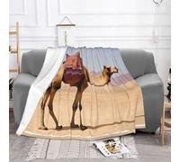 EZDLOWVBA Desert Sand Camel Print Fleece Throw Blanket For Couch Sofa Bed, Cozy Fuzzy Soft Lightweight Warm Blankets For All Seasons