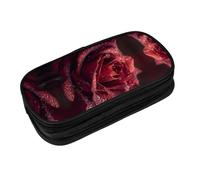 EZDLOWVBA Dewdrops On Red Rose Print Pencil Cases Boys Girls Lovely Pencilcase with Zip Organizer for Students Pencil Case for Daughter Son Desk Pencil Pouch
