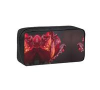 EZDLOWVBA Dewdrops On Red Rose Print Portable Student Kids Pencil Case Pen Bag Durable Stationery Pouch,Capacity Bag Pouch Holder