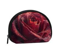 EZDLOWVBA Dewdrops On Red Rose Print Printed Mini Coin Purse with Zipper â€“ Small Wallet for Women & Men, Compact Travel Money Organizer