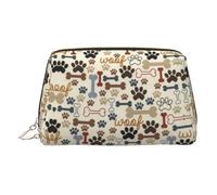 EZDLOWVBA Dog Bones Paw Print Women Travel Cosmetic Bag Organizer Zipper Makeup Bags Pouch Toiletry,Lightweight Leather Makeup Bag