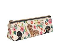 EZDLOWVBA Dog Floral Print Cute Pencil Case for Girls Boys,Leather Stationery Organizer Box School Office Supplies Case
