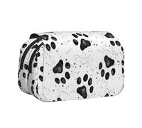 EZDLOWVBA Dog Paw Pattern Print Pencil Case Large Capacity Pen Pouch Pencil Bag with 2 Compartments Pen Holder Organizer Stationery Bag