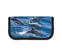 EZDLOWVBA Dolphins in The Sea Print Pencil Case for Student Teens Adults Pencil Bag Case Kids Pencil Box Storage Bags Girls Pen Pouch Big Capacity
