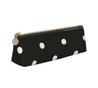 EZDLOWVBA Dot Black & White Print Cute Pencil Case for Girls Boys,Leather Stationery Organizer Box School Office Supplies Case