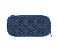 EZDLOWVBA Dotted Lines Geometric Shapes On Blue Shade Backdrop Print Pencil Cases Boys Girls Lovely Pencilcase with Zip Organizer for Students Pencil Case for Daughter Son Desk Pencil Pouch