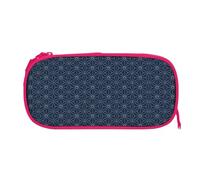 EZDLOWVBA Dotted Lines Geometric Shapes On Blue Shade Backdrop Print Pencil Cases Boys Girls Lovely Pencilcase with Zip Organizer for Students Pencil Case for Daughter Son Desk Pencil Pouch