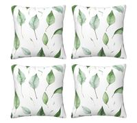 EZDLOWVBA Eucalyptus Leaves Print 4-Pack Soft Cushion Pillow Cover Pillowcase Decorative Square Throw Pillow Covers Set For Couch Sofa Patio Chair Bedroom Home