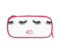 EZDLOWVBA Eyelash Lip White Print Pencil Cases Boys Girls Lovely Pencilcase with Zip Organizer for Students Pencil Case for Daughter Son Desk Pencil Pouch