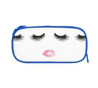 EZDLOWVBA Eyelash Lip White Print Pencil Cases Boys Girls Lovely Pencilcase with Zip Organizer for Students Pencil Case for Daughter Son Desk Pencil Pouch
