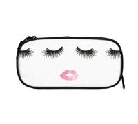 EZDLOWVBA Eyelash Lip White Print Pencil Cases Boys Girls Lovely Pencilcase with Zip Organizer for Students Pencil Case for Daughter Son Desk Pencil Pouch