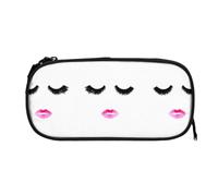 EZDLOWVBA Eyelash Lips Print Pencil Cases Boys Girls Lovely Pencilcase with Zip Organizer for Students Pencil Case for Daughter Son Desk Pencil Pouch