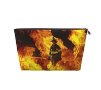 EZDLOWVBA Firefighter Fireman Flame Print Makeup Bag Cosmetic Bag for Purse Travel Make Up Organizer for Handbag,Waterproof Beauty Pouch for Women and Girls