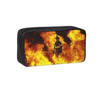 EZDLOWVBA Firefighter Fireman Flame Print Portable Student Kids Pencil Case Pen Bag Durable Stationery Pouch,Capacity Bag Pouch Holder
