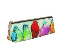 EZDLOWVBA Five Singing Birds Print Cute Pencil Case for Girls Boys,Leather Stationery Organizer Box School Office Supplies Case