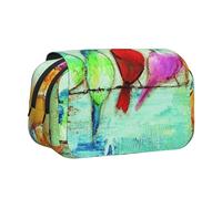 EZDLOWVBA Five Singing Birds Print Pencil Case Large Capacity Pen Pouch Pencil Bag with 2 Compartments Pen Holder Organizer Stationery Bag