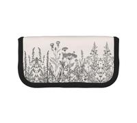 EZDLOWVBA Floral Herbs Botanical Engraving Print Pencil Case for Student Teens Adults Pencil Bag Case Kids Pencil Box Storage Bags Girls Pen Pouch Big Capacity