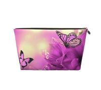 EZDLOWVBA Flowers and Purple Butterfly Print Makeup Bag Cosmetic Bag for Purse Travel Make Up Organizer for Handbag,Waterproof Beauty Pouch for Women and Girls