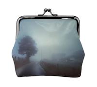 EZDLOWVBA Fog Print Double Clasp Metal Frame Leather Kiss Lock Change Pouch Wallet for Women with Keys, Small Purses