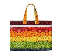 EZDLOWVBA Fruit Rainbow Print Canvas Tote File Bag Suitable For Studying, Traveling, Traveling, Commuting, Etc.