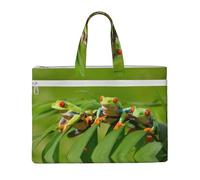 EZDLOWVBA Funny Frogs Print Canvas Tote File Bag Suitable for Studying, Traveling, Traveling, Commuting, Etc.