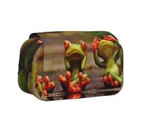 EZDLOWVBA Funny Green Frogs Print Pencil Case Large Capacity Pen Pouch Pencil Bag with 2 Compartments Pen Holder Organizer Stationery Bag