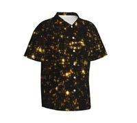 EZDLOWVBA Gold Black Print Flower Shirts Button Down Short Sleeve Beach Shirts