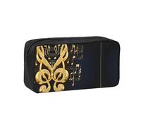 EZDLOWVBA Gold Musical Note with Fallen Shiny Star Print Portable Student Kids Pencil Case Pen Bag Durable Stationery Pouch,Capacity Bag Pouch Holder