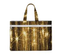 EZDLOWVBA Gold Sequin Sparkle Print Canvas Tote File Bag Suitable For Studying, Traveling, Traveling, Commuting, Etc.