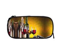 EZDLOWVBA Grapes Wine Bottles and Drink Print Pencil Cases Boys Girls Lovely Pencilcase with Zip Organizer for Students Pencil Case for Daughter Son Desk Pencil Pouch