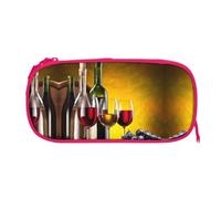EZDLOWVBA Grapes Wine Bottles and Drink Print Pencil Cases Boys Girls Lovely Pencilcase with Zip Organizer for Students Pencil Case for Daughter Son Desk Pencil Pouch