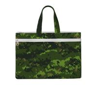 EZDLOWVBA Green Army Digital Camouflage Print Canvas Tote File Bag Suitable For Studying, Traveling, Traveling, Commuting, Etc.