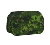 EZDLOWVBA Green Army Digital Camouflage Print Pencil Case Large Capacity Pen Pouch Pencil Bag with 2 Compartments Pen Holder Organizer Stationery Bag