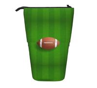 EZDLOWVBA Green Football Field Ball Print Stationery Bag for Boys & Girls, Stand Pencil Holder, Zip Pencil Case, Telescopic Case, Students & Office Middle School
