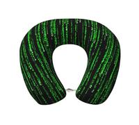 EZDLOWVBA Green Number Binary Print Memory Foam Travel Pillow Soft For Flights, Road Trips, Long Distance, Sleeping Neck Support