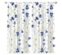 EZDLOWVBA Hand Drawn Flower Print Window Curtains,Light Filtering Window Panel Drapes Set For Living, Dining, Bedroom, 52"" W X 84l(Pair)