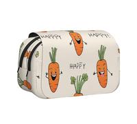 EZDLOWVBA Happy Carrot Print Pencil Case Large Capacity Pen Pouch Pencil Bag with 2 Compartments Pen Holder Organizer Stationery Bag