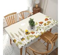 EZDLOWVBA Hen Flying Butterflies Among Flowers Print Tablecloth, Fitted Table Cover,Waterproof, Elastic Edge,Plastic Table Cloth Fit Folding Tables For Picnic, Camping, Outdoor (76x152 Cm)