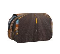 EZDLOWVBA Highway Road in The Desert Landscape Print Pencil Case Large Capacity Pen Pouch Pencil Bag with 2 Compartments Pen Holder Organizer Stationery Bag