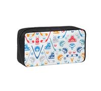 EZDLOWVBA Hockey Elements Creative Patterned Print Pencil Case for Boys Girls Secondary School Pen Holder for Kids Girls Pen Pouch Pencil Bag Office College Stationery