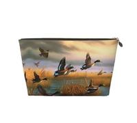 EZDLOWVBA Hunting Flying Wild Ducks Print Makeup Bag Cosmetic Bag for Purse Travel Make Up Organizer for Handbag,Waterproof Beauty Pouch for Women and Girls