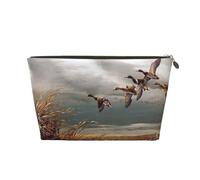 EZDLOWVBA Hunting Flying Wild Ducks Print Makeup Bag Cosmetic Bag for Purse Travel Make Up Organizer for Handbag,Waterproof Beauty Pouch for Women and Girls