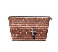 EZDLOWVBA Industrial Brick Wall Background Print Makeup Bag Cosmetic Bag for Purse Travel Make Up Organizer for Handbag,Waterproof Beauty Pouch for Women and Girls