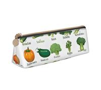 EZDLOWVBA Introduction of Various Vegetables Print Cute Pencil Case for Girls Boys,Leather Stationery Organizer Box School Office Supplies Case