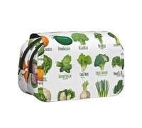 EZDLOWVBA Introduction of Various Vegetables Print Pencil Case Large Capacity Pen Pouch Pencil Bag with 2 Compartments Pen Holder Organizer Stationery Bag